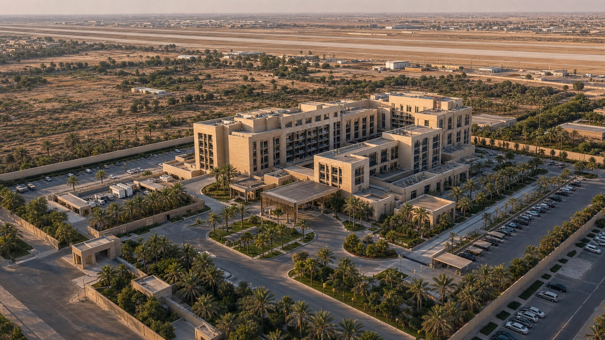 Aerial master plan of the Baghdad airport hotel precinct