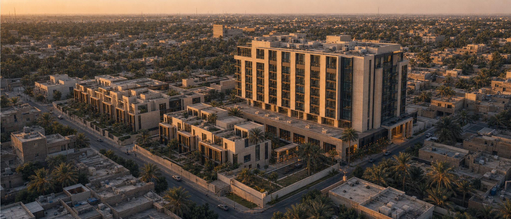 Contemporary hotel and townhouses in central Basra