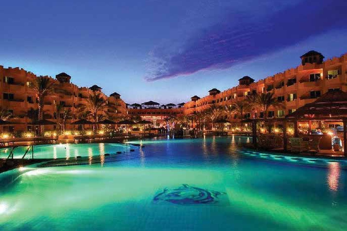 Albatros Blue Beach Club, Hurghada, at night
