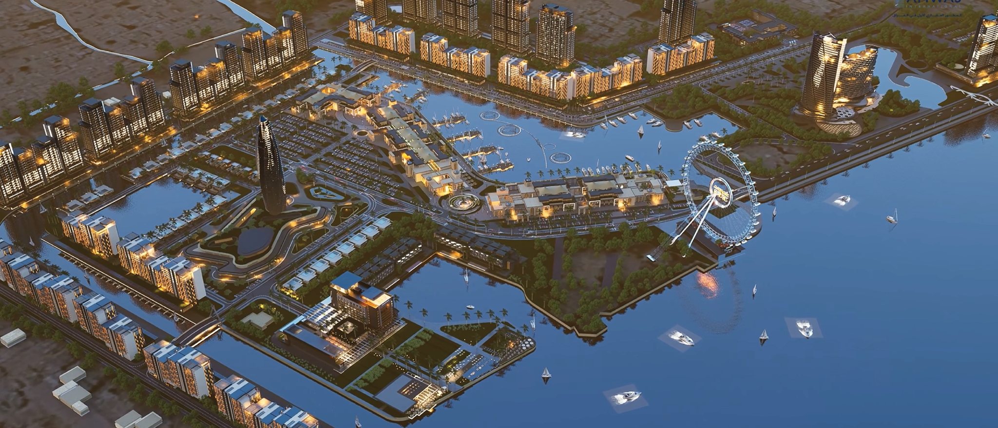 Basra Downtown waterfront district from the air