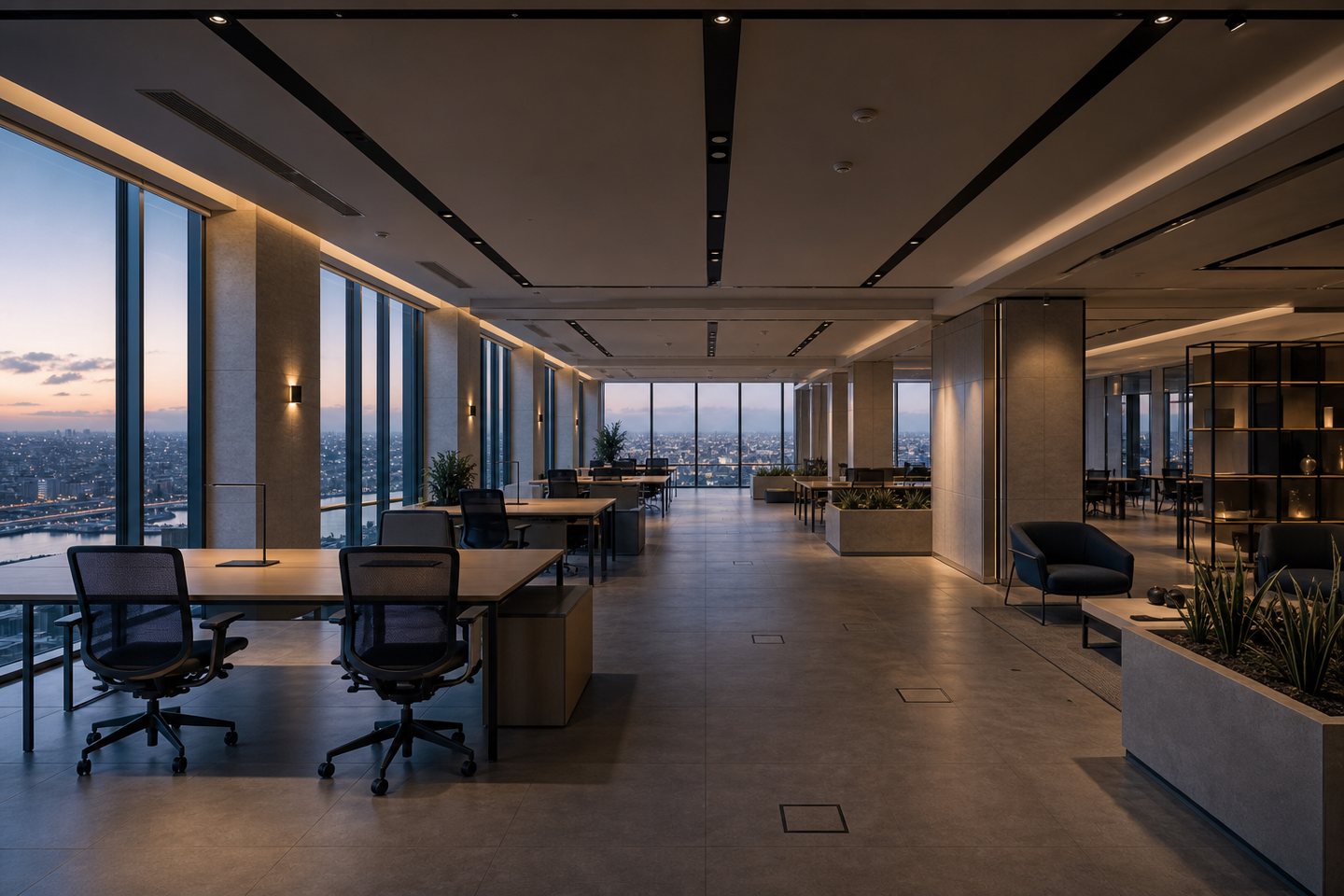 Completed Grade A office floor with Baghdad views