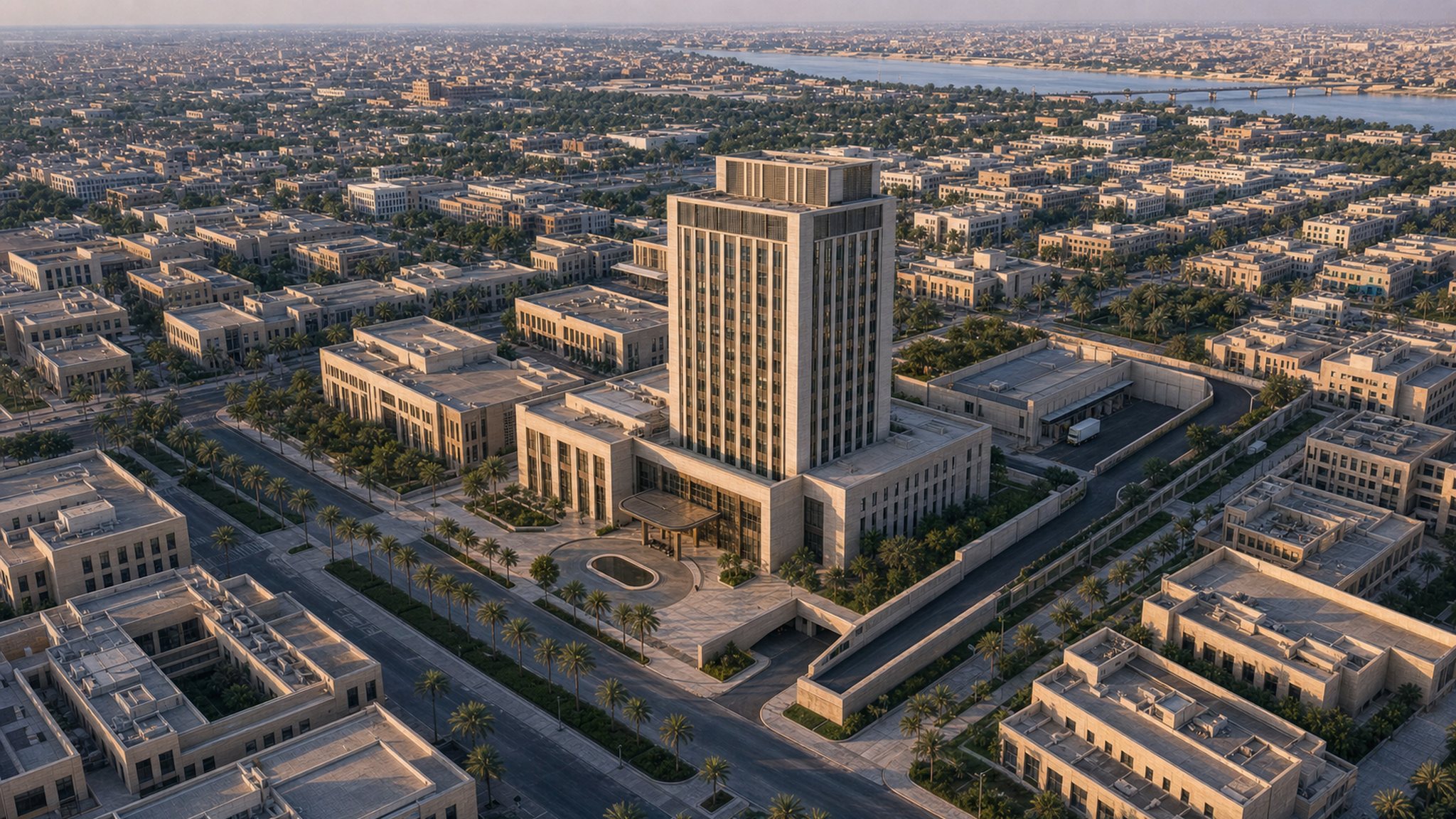 Aerial master plan of a Baghdad office tower site